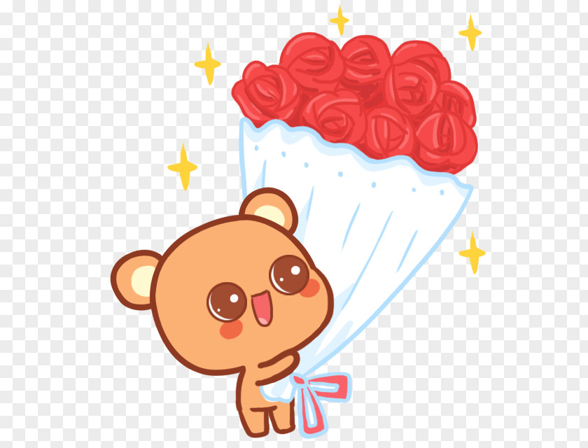 Bear Bouquet Beach Rose Cartoon Clip Art PNG
