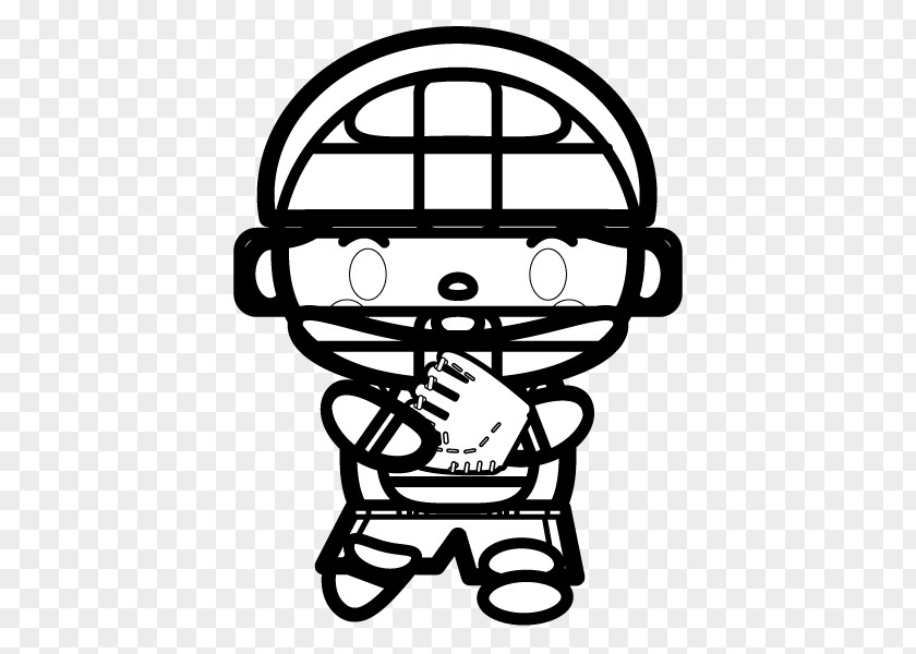 Baseball Catcher Black And White Clip Art PNG