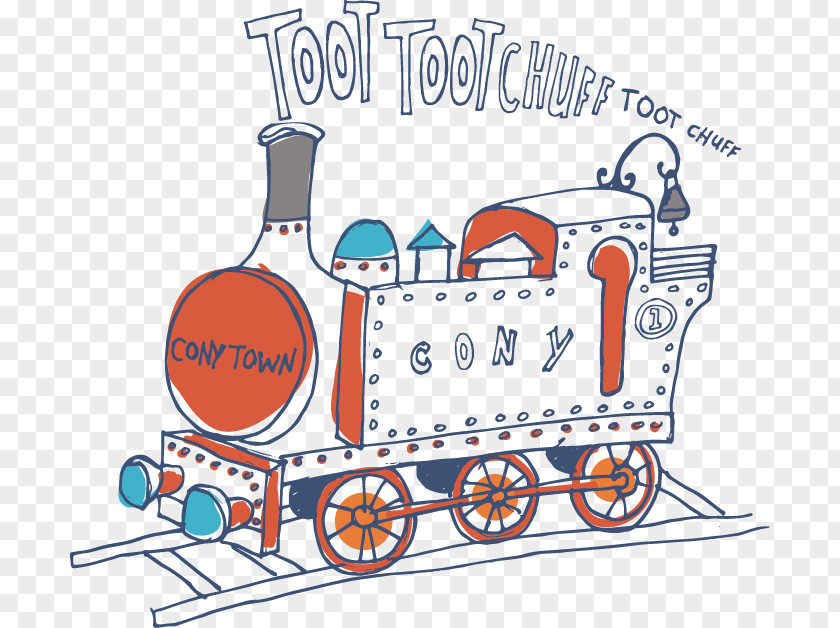 Hand-painted Cartoon Train Drawing PNG