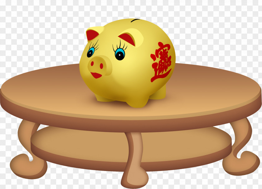 Piggy Bank On The Table Free HD Pull Material Julong Building Materials PNG