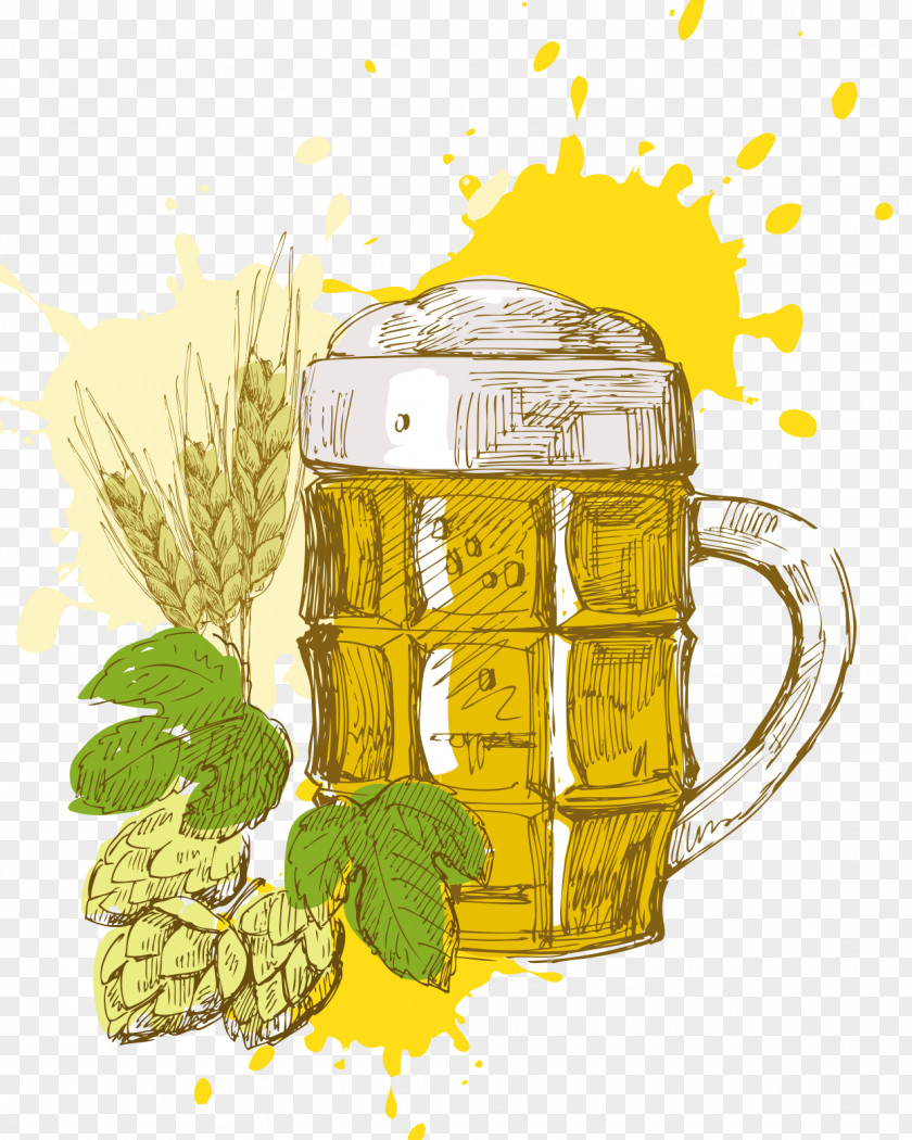 Hand Painted,beer Cup Illustration PNG