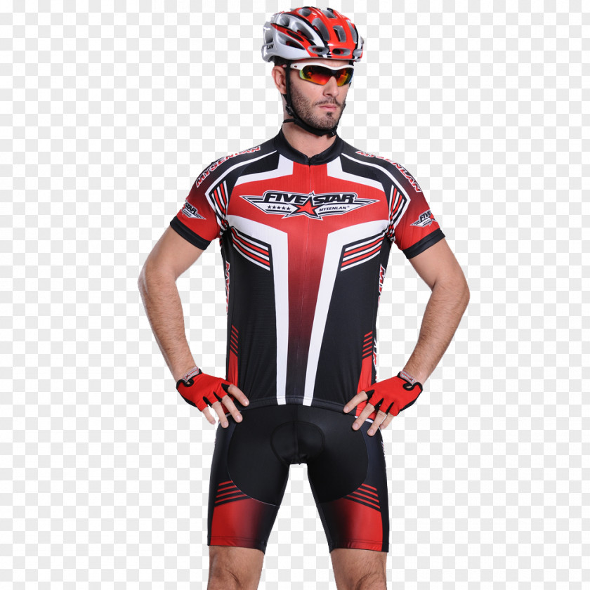 Model Red Jersey T-shirt Cycling Bicycle Helmet Suit Clothing PNG