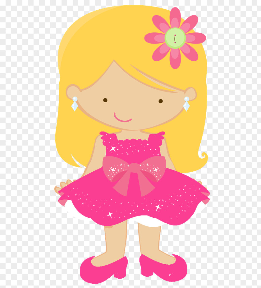 Pink Doll Girl Cartoon PNG