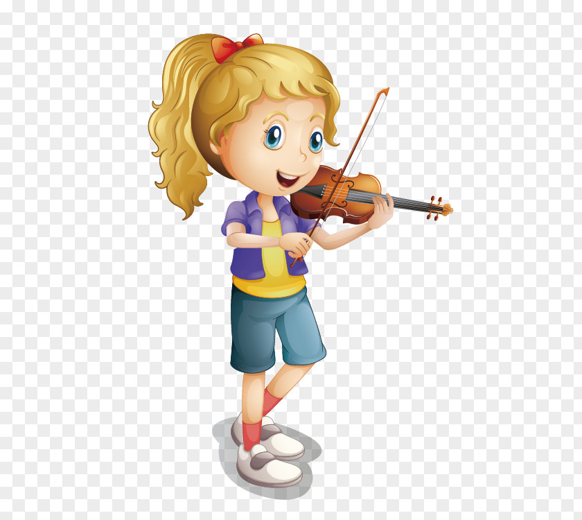 Cartoon Hand-painted Violin Girl PNG hand-painted violin girl clipart PNG
