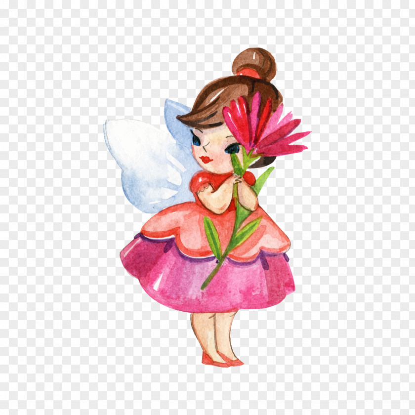 Vector Flower Fairy Disney Fairies Watercolor Painting Cartoon PNG