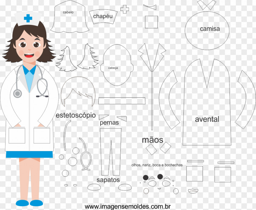 Enfermeira Molde Paper Nursing Care Handicraft Felt PNG