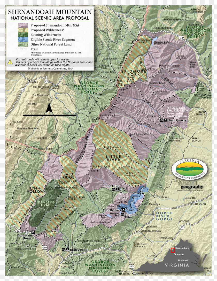 Map Shenandoah Valley River George Washington And Jefferson National Forests Mountain Appalachian Scenic Trail PNG
