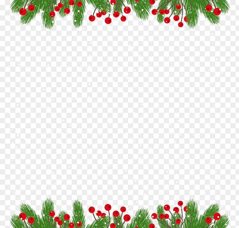 Green Pine Needles Border Christmas Card New Year Gift PNG