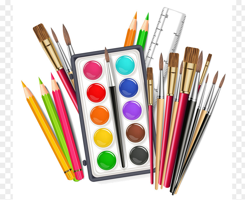 Paint Office Supplies Technical Drawing Tool Colored Pencil Watercolor Painting PNG