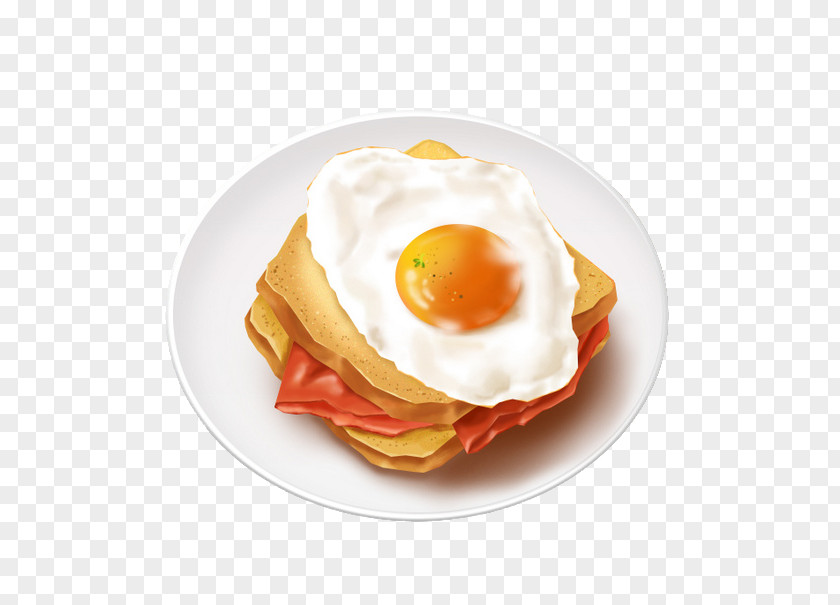 Delicious Breakfast Ham Fried Egg Sandwich Icon PNG