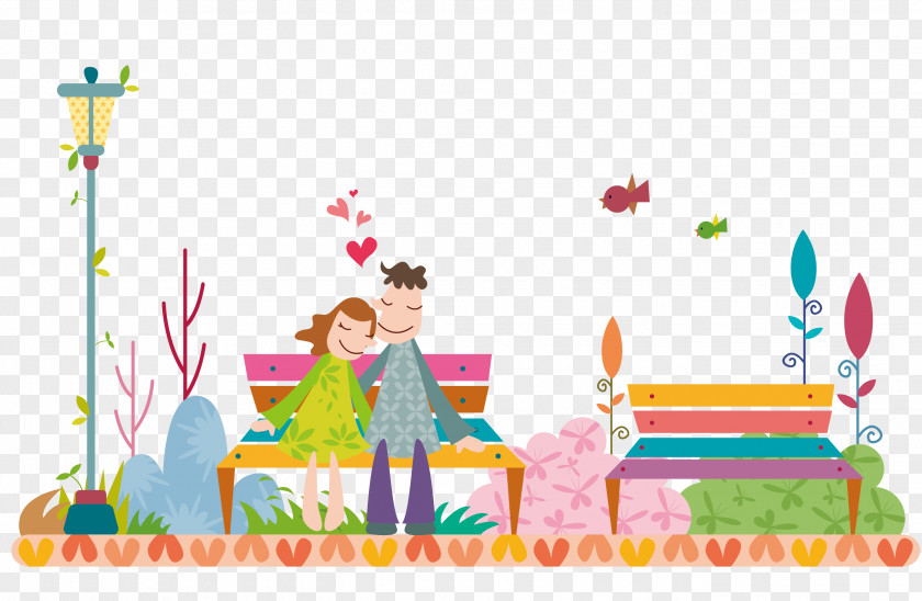 Play Men And Women In The Park Vector Cartoon Dating Significant Other Illustration PNG