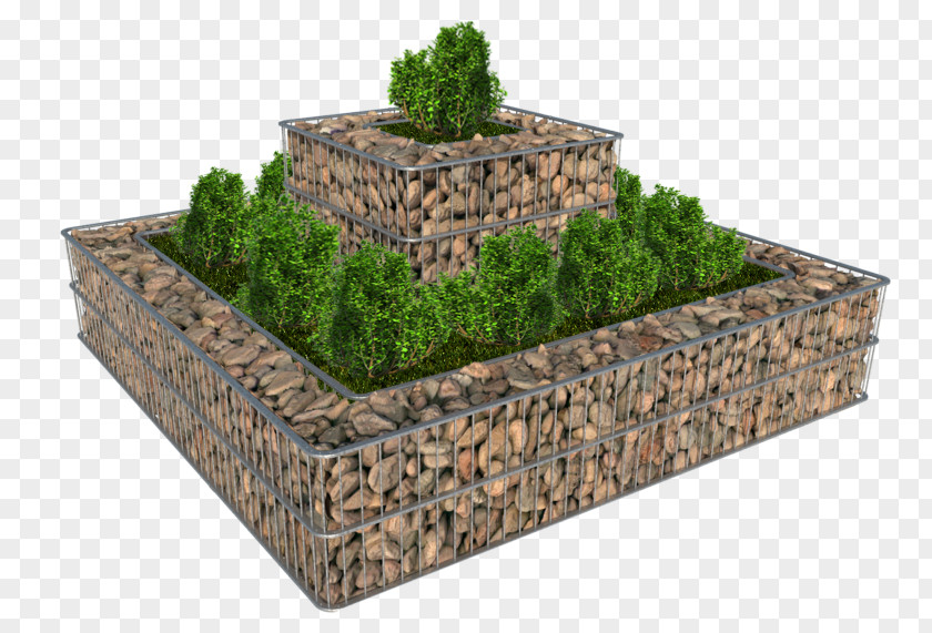 Stone Gabion Flowerpot Plate-bande Garden Landscape Architecture PNG