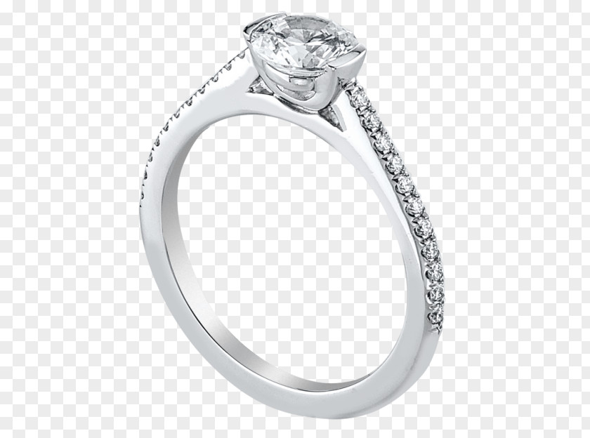 Half Bezel Setting Wedding Ring Silver Platinum Product Design PNG