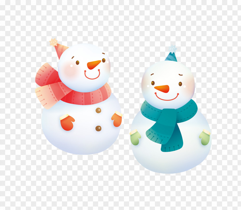 Red Snowman Blue Winter Illustration PNG
