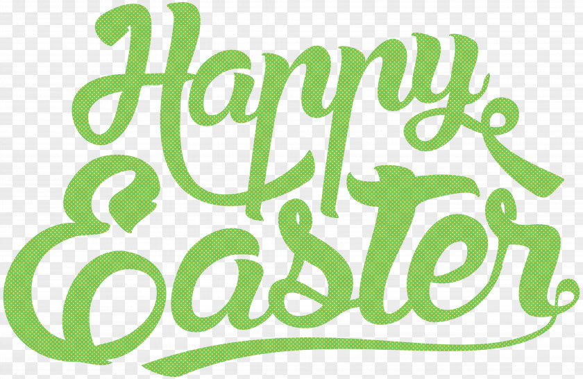 Happy Easter Green Text Clip Art PNG