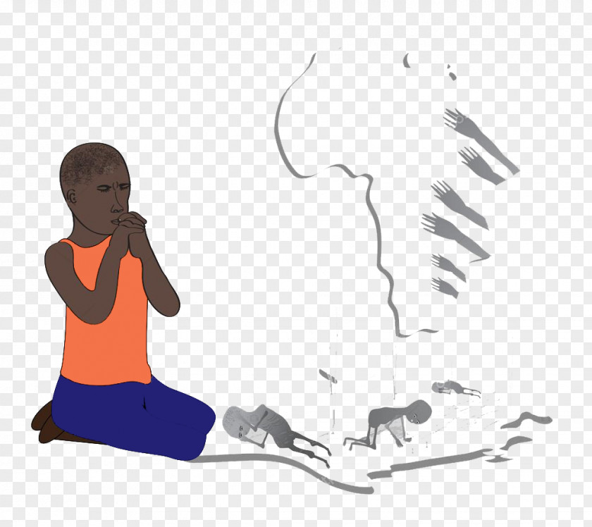 Poor African Children Africa Prayer Illustration PNG