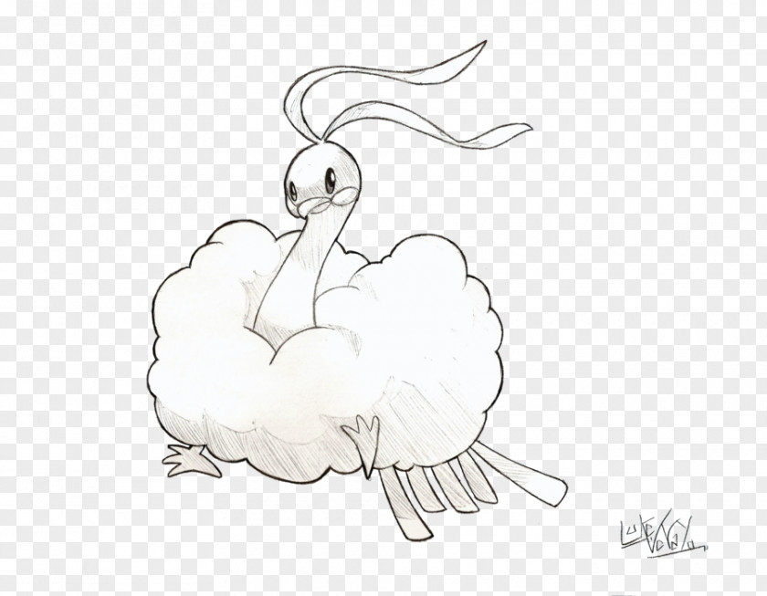 Pokemon Black And White Altaria Line Art Drawing Sketch PNG