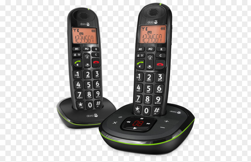 Telephone Fixe Cordless Big Button Doro PhoneEasy 105wr Duo Visual Call Notificati PNG