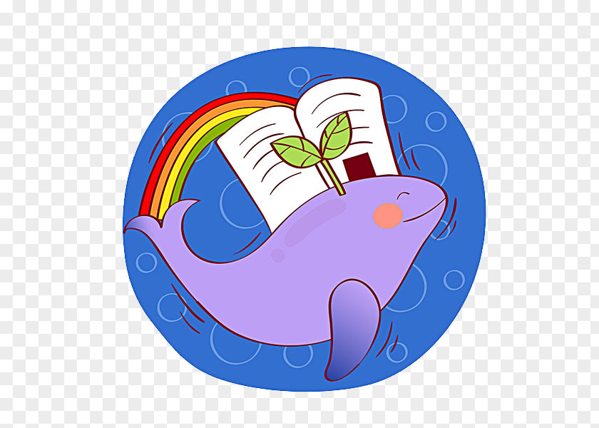 Whale Book And Rainbow Moby-Dick Illustration PNG