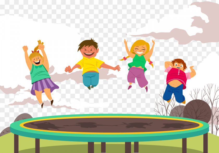 Happy Children Trampoline Jumping Child Trampolining PNG
