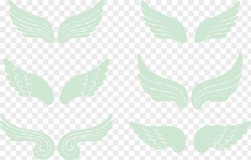 Creative Wings Set Green Textile Leaf Pattern PNG
