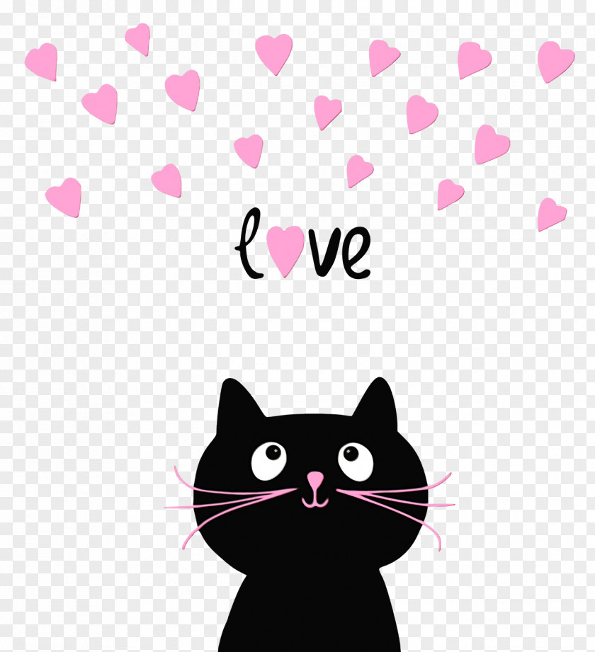 Cat Kitten Pink Black Whiskers PNG