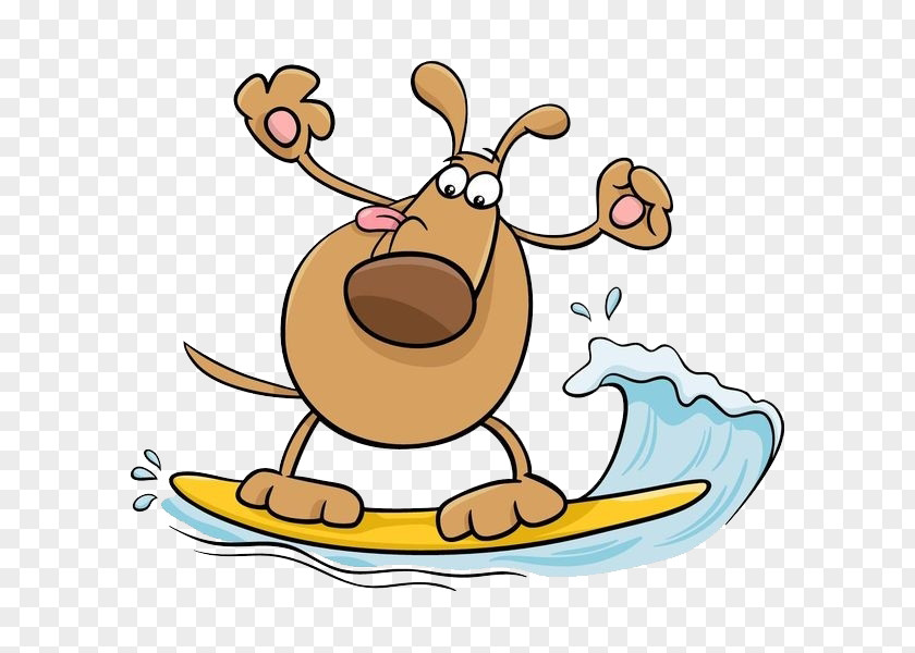 Surfing Puppy Dog Cartoon PNG
