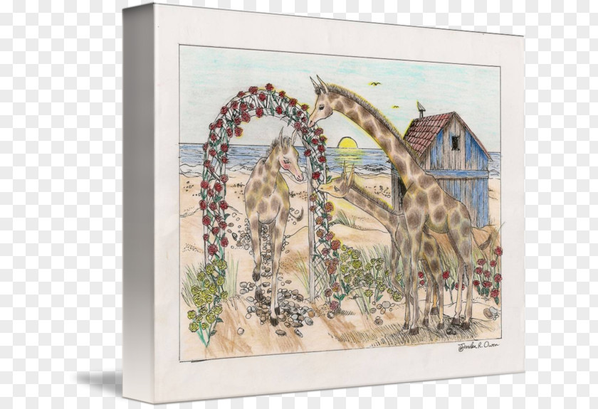 Watercolor Giraffe Fine Art Painting Drawing PNG