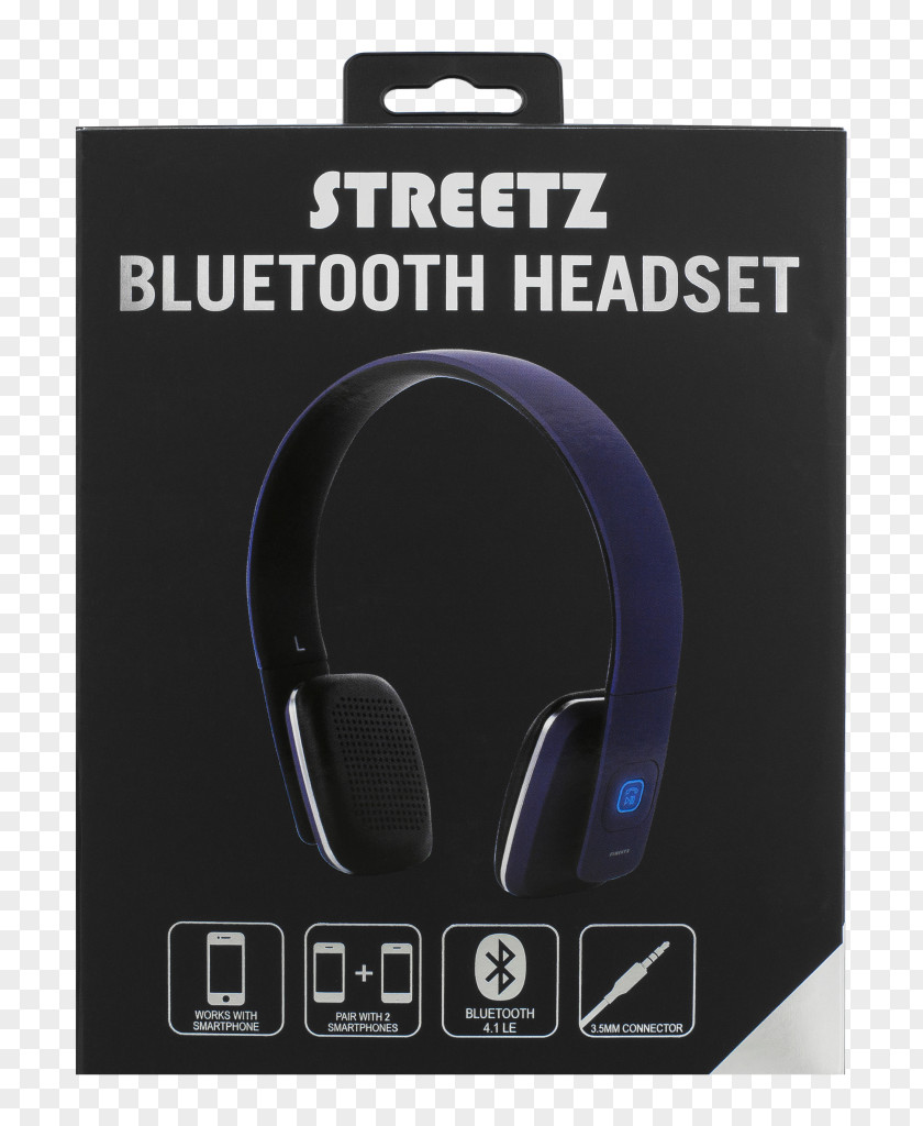Headphones Streetz Bluetooth With Microphone, Bt 4.0, Black/grey Headset 3.5 Mm, Black... PNG