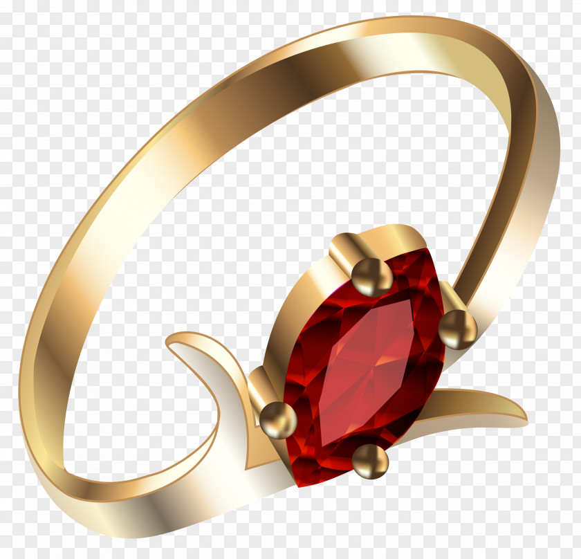 Gold Ring With Diamond Ruby Gemstone PNG