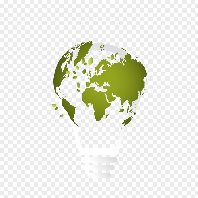 Vector Green Earth Globe World Map Illustration PNG