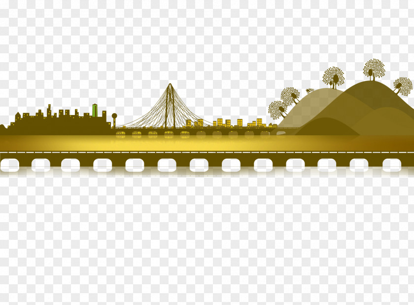 Yellow Simple Bridge Border Texture Silhouette PNG