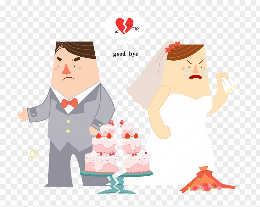 Cartoon Divorce Cute Illustration Goodbye PNG