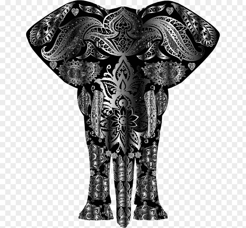 Elephant Motif Flower Clip Art PNG