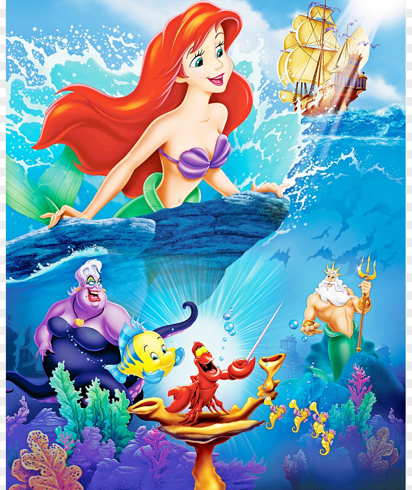 Mermaid Ariel Ursula Sebastian Poster Disney Princess PNG