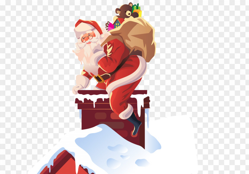 Vector Drilling Chimney Santa Claus Christmas Ornament Roof PNG