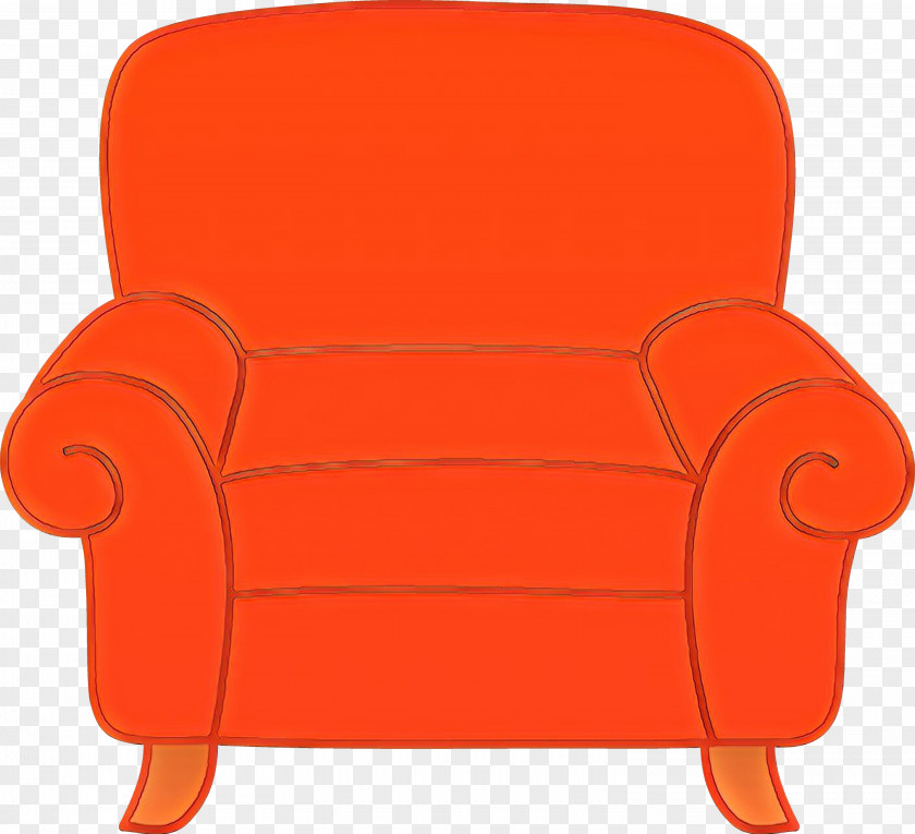 Club Chair Furniture Orange Background PNG