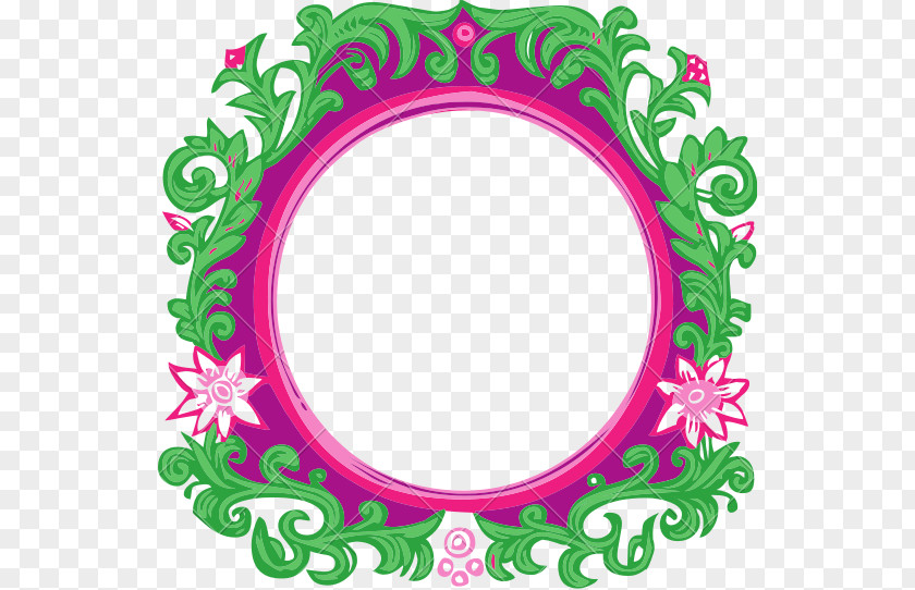 Flower Banner Green Floral Design Pink Magenta PNG