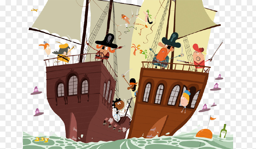 Pirate Ship Sailing Cartoon Piracy Illustrator Behance Illustration PNG