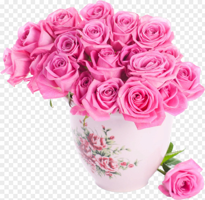 Vase Pink Flowers Flowerpot Rose PNG