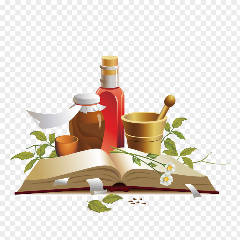 Books And Leaves The Bottle Traditional Chinese Medicine Therapy PNG