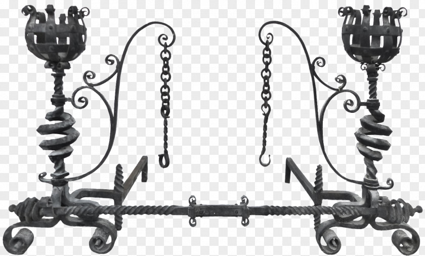 Iron Andiron Wrought Cast Brass PNG