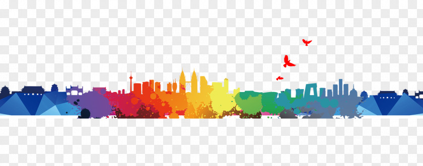 Colorful City Silhouette Graphic Design PNG