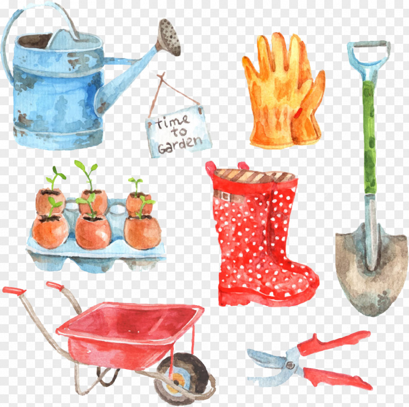 Drawing Gardening Tools Image Watercolor Painting Garden Tool Illustration PNG