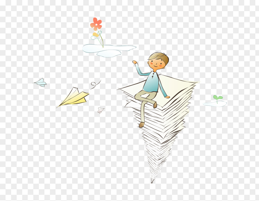 Cartoon Books Paper Plane Airplane Child Illustration PNG