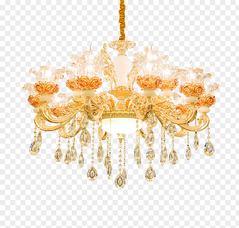 Brass Chandelier Baroque Lamp Light Fixture PNG