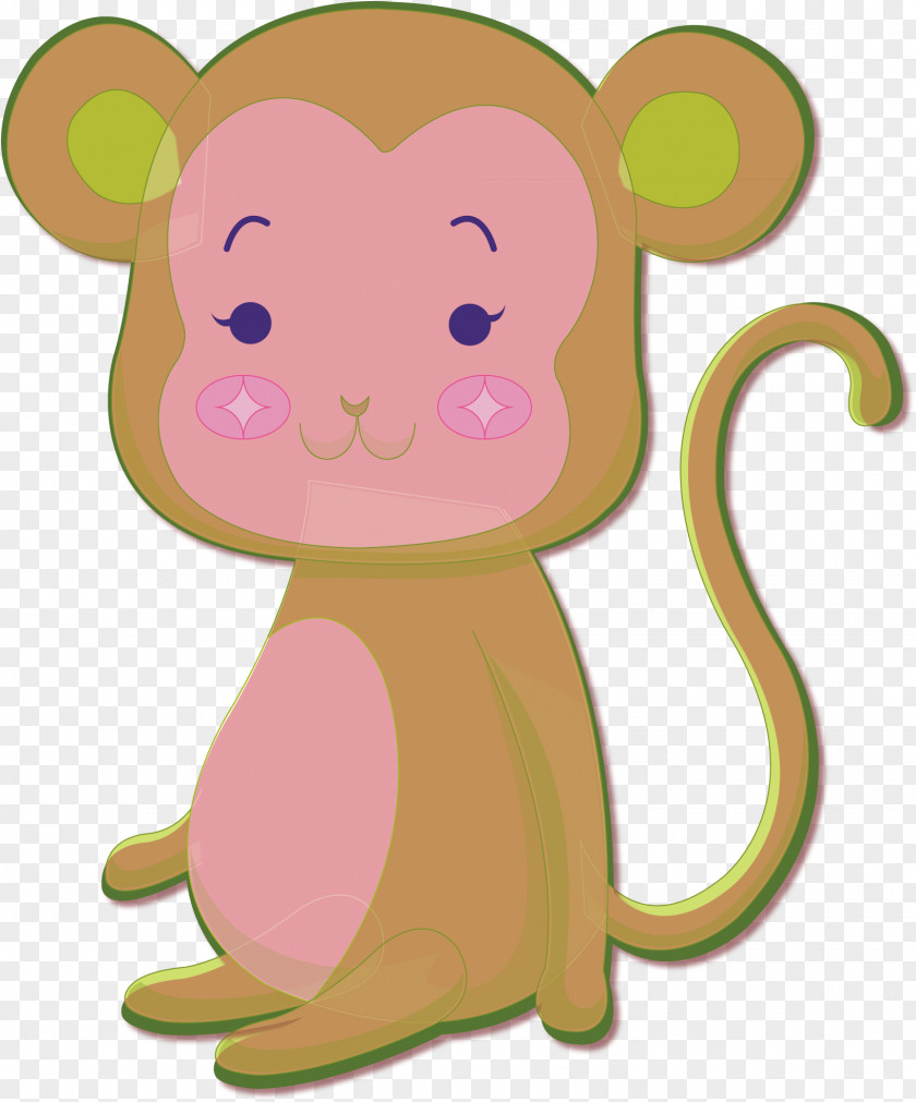 Cute Little Monkey Cartoon Illustration PNG