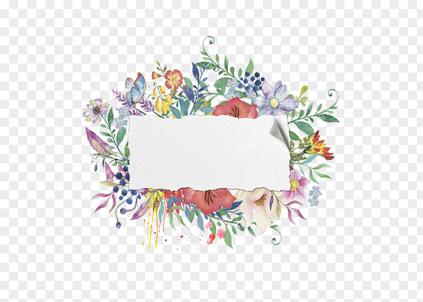 Hand Painted Watercolor Floral Frame Material Painting PNG