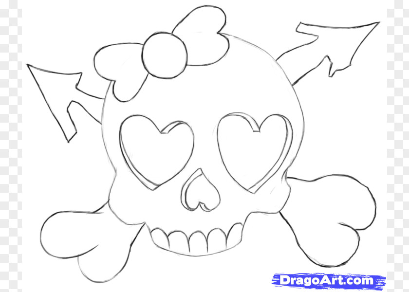 Heart To Draw Drawing Skull Line Art PNG
