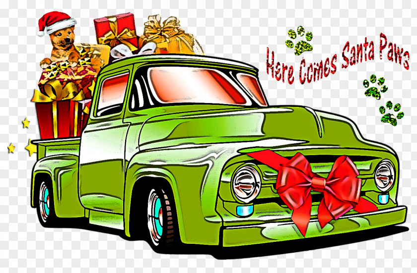 Cartoon Green Vehicle Transport Car PNG